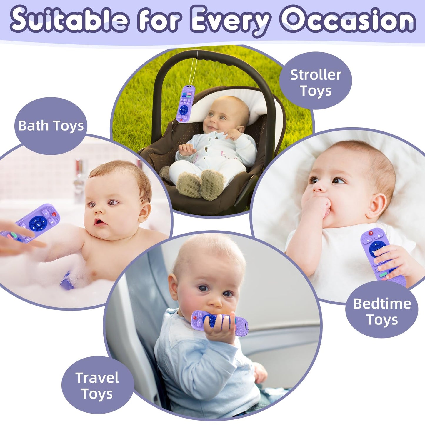 Zahnen Beißringe Spielzeug für Babys 0-6-12 Monate Geschenke, Fernbedienung Baby Zahnungshilfe für 3 6 9 Monate Kleinkind Autismus, Lebensmittelqualität Silikon Badespielzeug, Schwarz