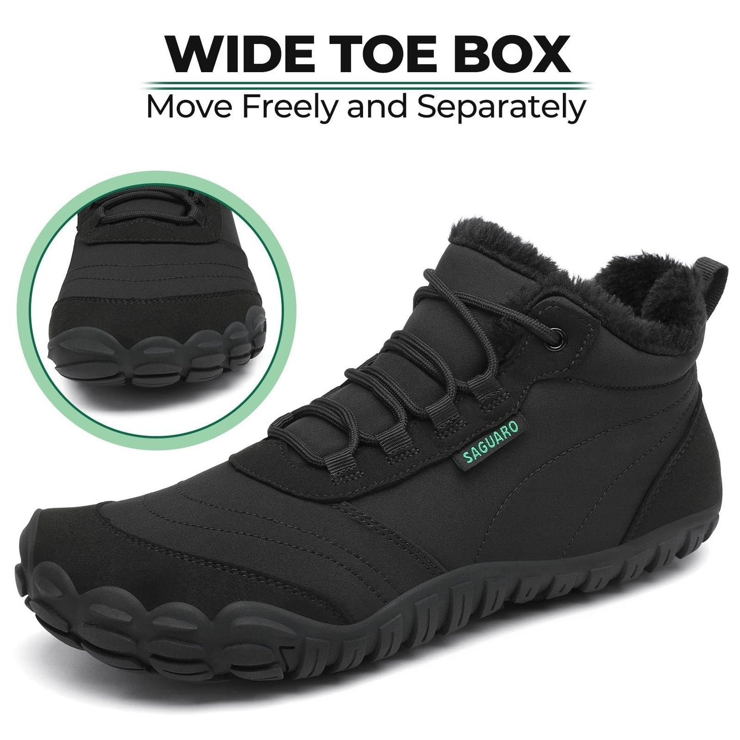 SAGUARO Winter Barfußschuhe Warm Gefüttert Winterschuhe für Damen Herren,EU Gr.36-48