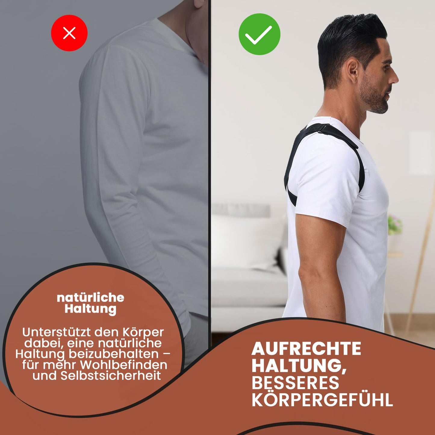 DONNER KRAFT Haltungskorrektur Herren Damen Innovativer Rückenstützgürtel: Back Posture Haltung Korrektur Gurt für Herren und Damen - Verstellbare und Atmungsaktive Haltungstrainer + Ebook (S-L)
