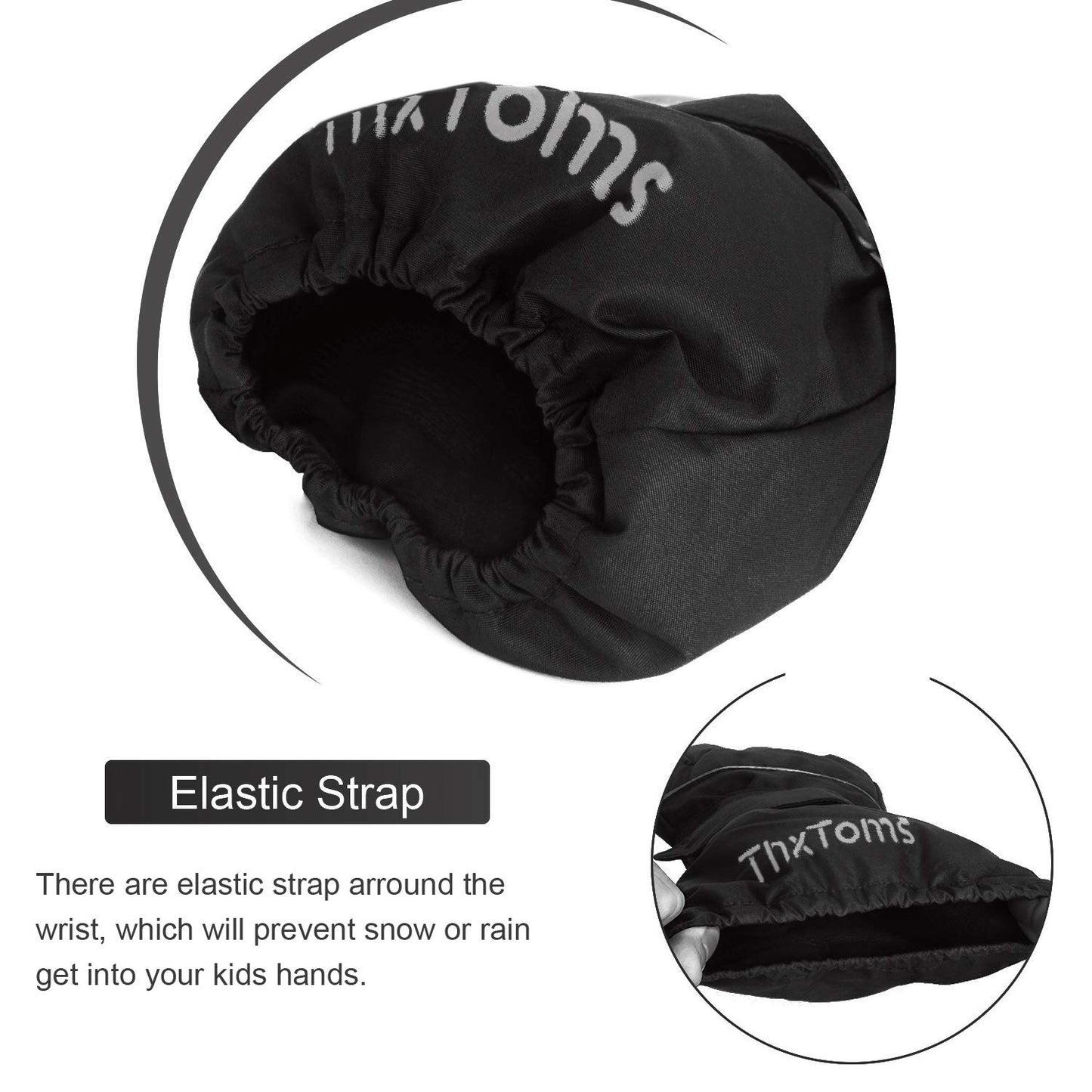 ThxToms Children's Ski Gloves, Winter Ski Gloves, -15°C, Windproof, Waterproof, Warm, Oxford Palm, Thickened for Cold Weather, Outdoor Sports, Snowboarding, Skiing, for Boys and Girls
