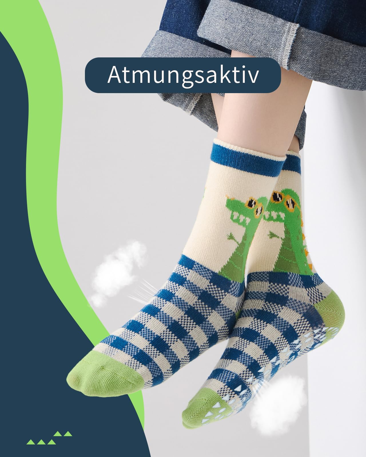 Kyopp 5 Paar Stoppersocken Kinder Baumwolle Socken Jungen Mädchen ABS Anti Rutsch Socken Tiermotive 25-37EU