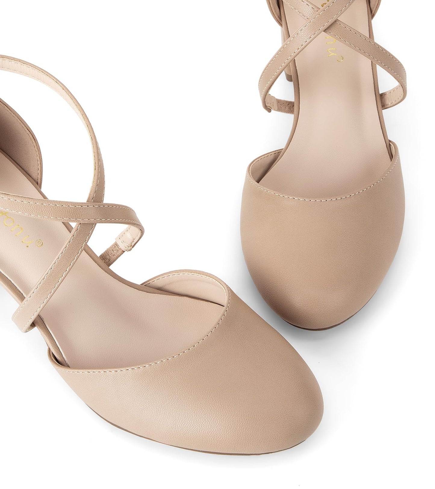 Greatonu Damen Pumps Riemchenpumps Spangenpumps Sandale mit Kreuz Knöchelriemen Blockabsatz Geschlossener Spitze Glitzer Pumps - Perfekt für Hochzeiten und Partys