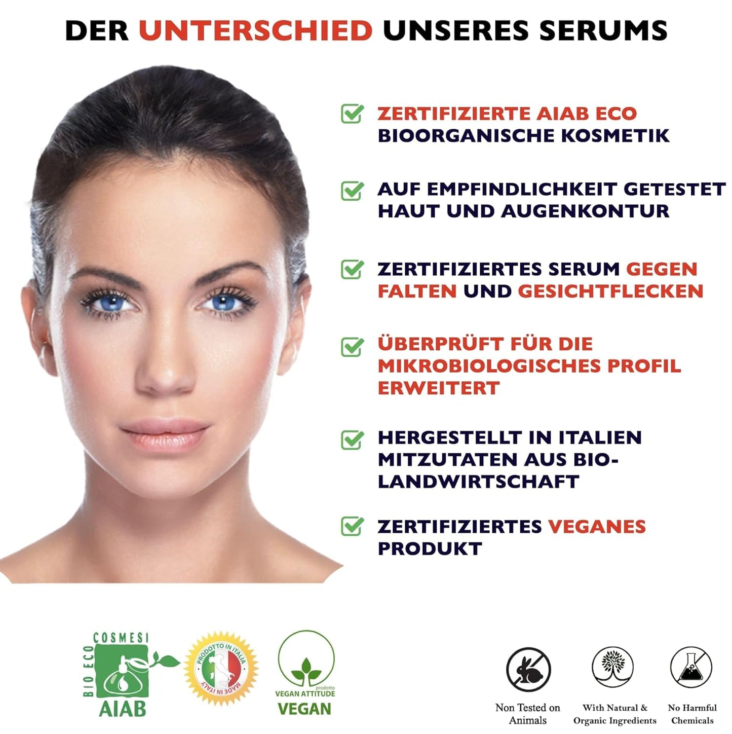 60ml Bio Hyaluron Serum mit Vitamin C, E. Hochkonzentriert Anti-Falten, Anti-Aging und Dunkle-Flecken. Hyaluronsäure-Gesichtsserum, ideal als Augenkonturcreme und für Dermaroller. Vegane Naturkosmetik