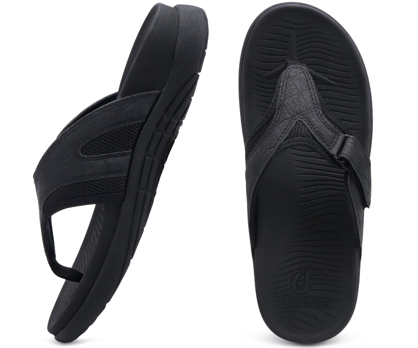 COFACE Sandalen Herren Zehentrenner Weiche Bequeme Flip Flops Arch Support Orthopädische Sommer Leder Sandalen für Herren Badelatschen Outdoor