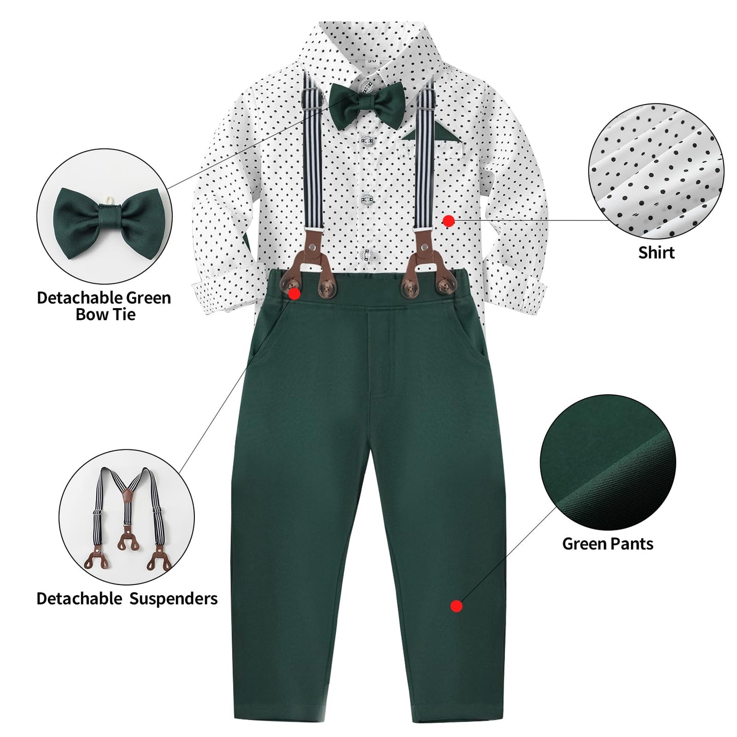 Volunboy Baby Jungen Anzug Set Bekleidung Hemd mit Fliege + Hosenträger Hosen Strampler Anzug