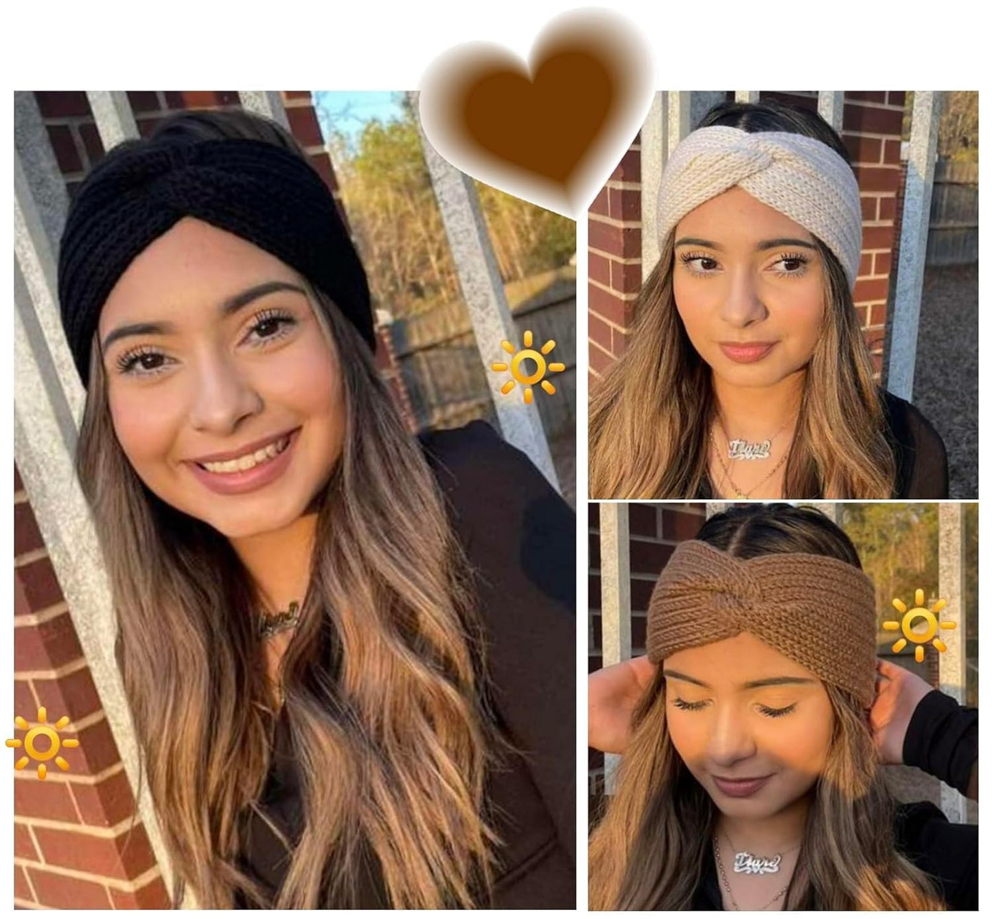 Women's Winter Headband, Women's Knitted Headband Wide, Ear Warmers, Thick Headbands, Girls, Knitted Headwrap Headband, Elastic, Pack of 3
