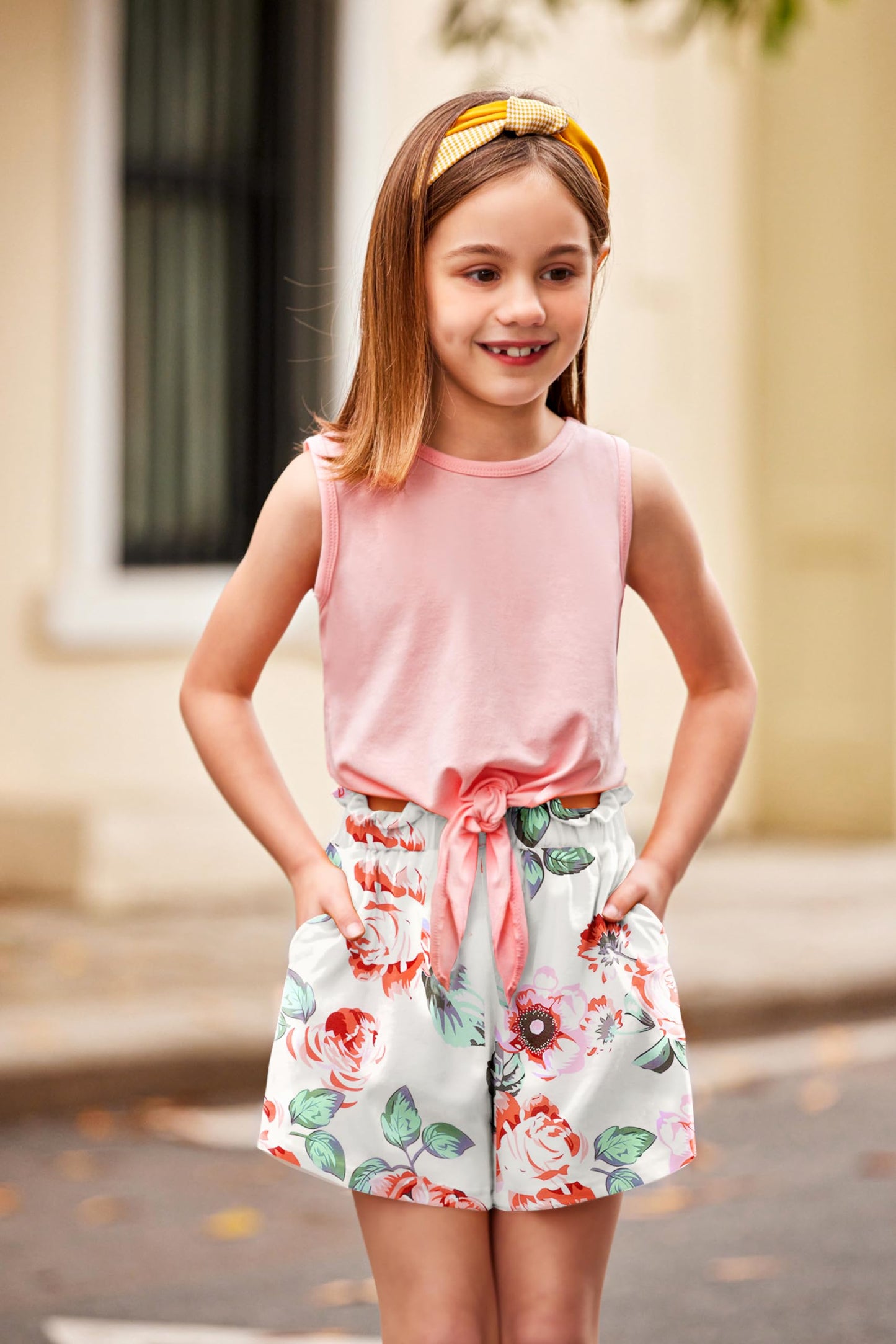 Arshiner Mädchen Tanktops mit Shorts Set Kinder Sommer Bekleidungssets Lässige Mode Ärmelloses T-Shirts Kleidung Sets für Mädchen
