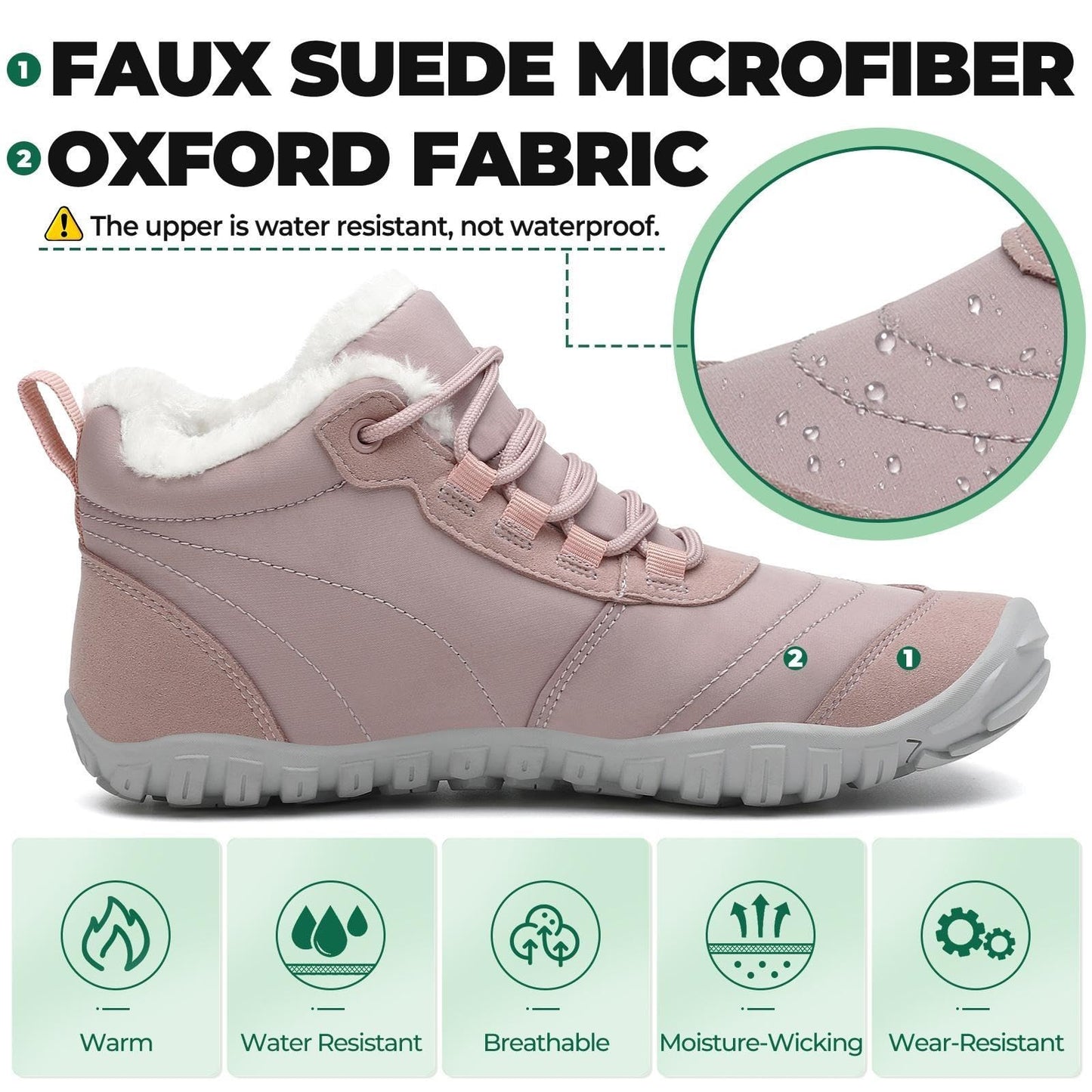 SAGUARO Winter Barfußschuhe Warm Gefüttert Winterschuhe für Damen Herren,EU Gr.36-48