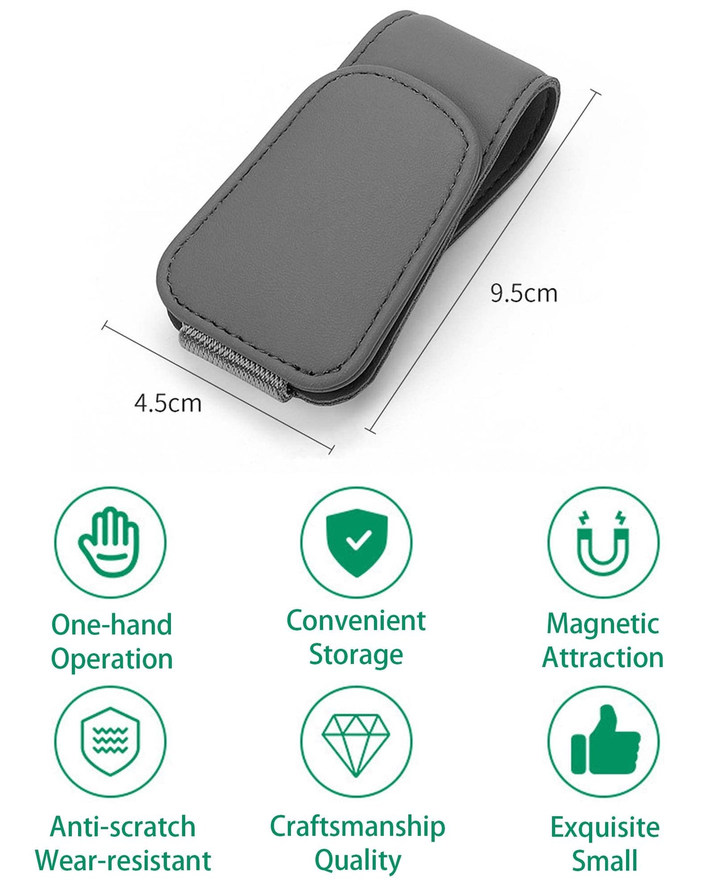 JEJA Glasses Holder for Car Sun Visor, Leather Sunglasses Holder for Car Visor Accessories, Ticket Card Clip, Black