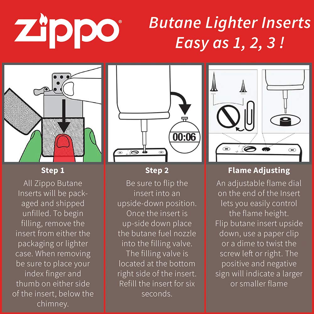 Zippo,2006813,Butane AA8Gas Insert-DoubleFlame, Metall, Silber,6 cm