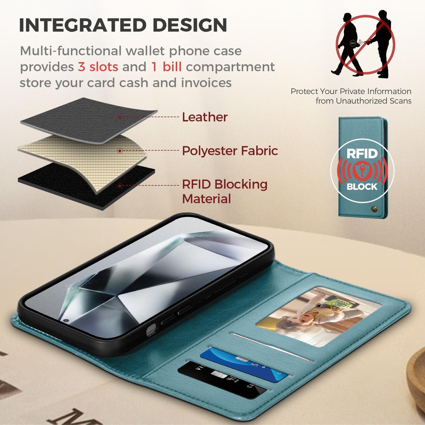 GUCASBE Handyhülle für Samsung Galaxy S24 Ultra Hülle, Premium Lederhülle Klappbar Flip Case RFID Schutzhülle Kartenfach Standfunktion Klapphülle Handytasche für Samsung Galaxy S24 Ultra - Schwarz