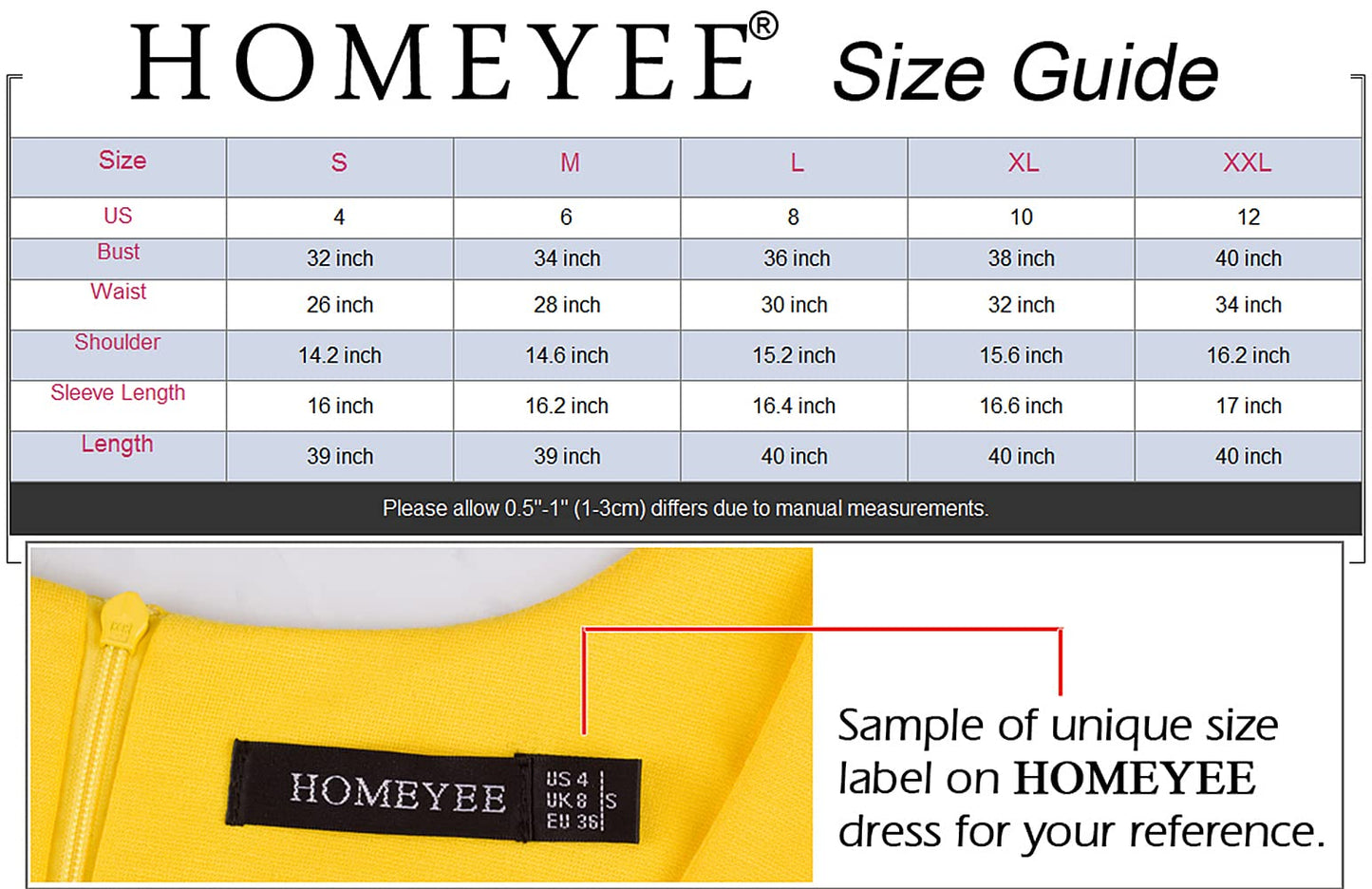 HOMEYEE Damen Elegant Hollow Out Spitze Swing Retro Party Cocktailkleid A234