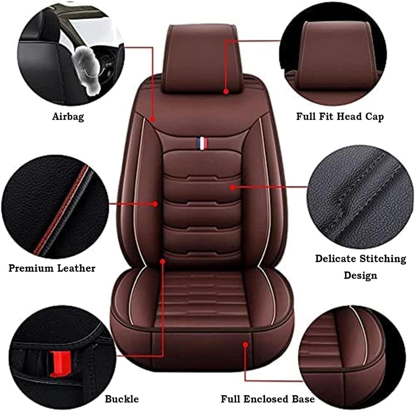 Auto Leder Sitzbezüge Sets für BMW X1 X3 X4 X5 X6 1/3/4/5/6/7 F25 F10 E83 E84 E70 E87 E90 E92 320I F11 F20 F15 F16 F30, Autositzbezüge Sets rutschfest Wasserdicht Atmungsaktiv Bequem Seat Schonbezüge