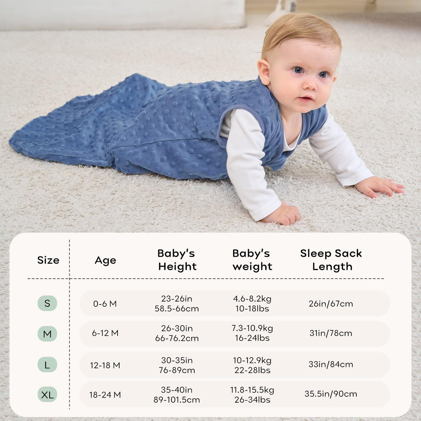 Unnivoll Schlafsack Baby 1.5 Tog Babyschlafsack 0-6 Monate 2er Pack Schlafsack Winter Herbst 67 cm für Jungen Mädchen Neugeborene Kaffee