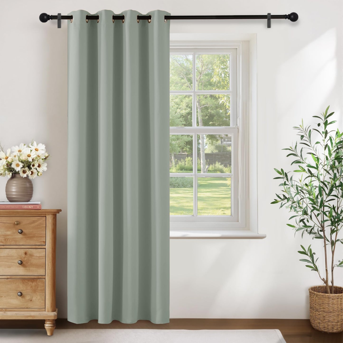 KGORGE Blackout Curtain Grey with Eyelets Door Curtain 200 cm Long - 1 Piece H 200 x W 140 cm Thermal Curtain Front Door Curtains Opaque Living Room Door Curtain Darkening Curtains Blackout