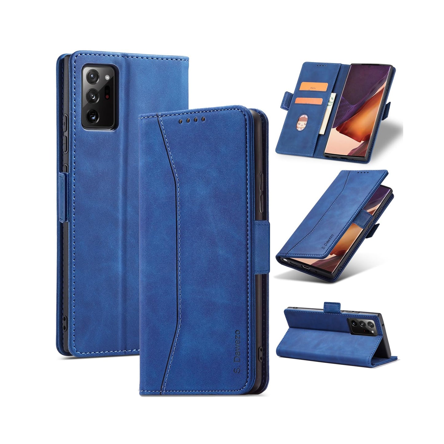 S. Dawezo Hülle für Samsung Galaxy S22 Plus, Premium Leder magnetische Handyhülle mit Ständer, Kartenfach und Brieftasche, Shock Absorbing, kompatibel mit Samsung S22 Plus-Kaffee