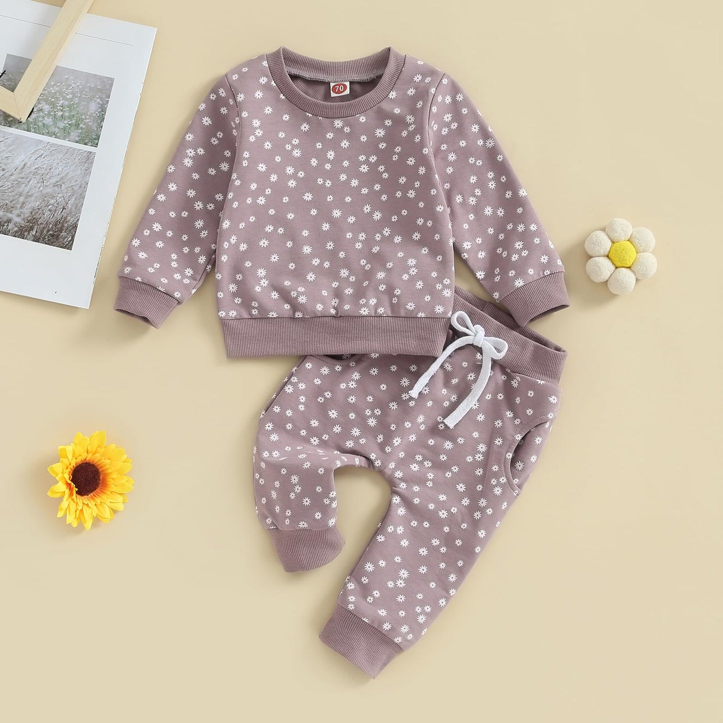 Himllauen Baby Mädchen Kleidung Sweatshirt + Lange Hose Zweiteiler Babykleidung Set Kleinkind Outfits