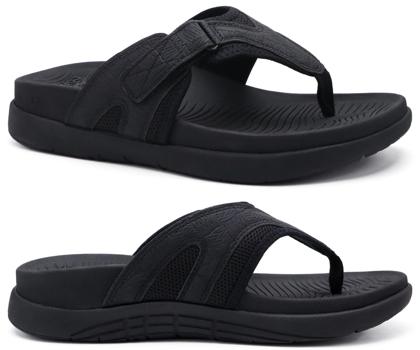 COFACE Sandalen Herren Zehentrenner Weiche Bequeme Flip Flops Arch Support Orthopädische Sommer Leder Sandalen für Herren Badelatschen Outdoor