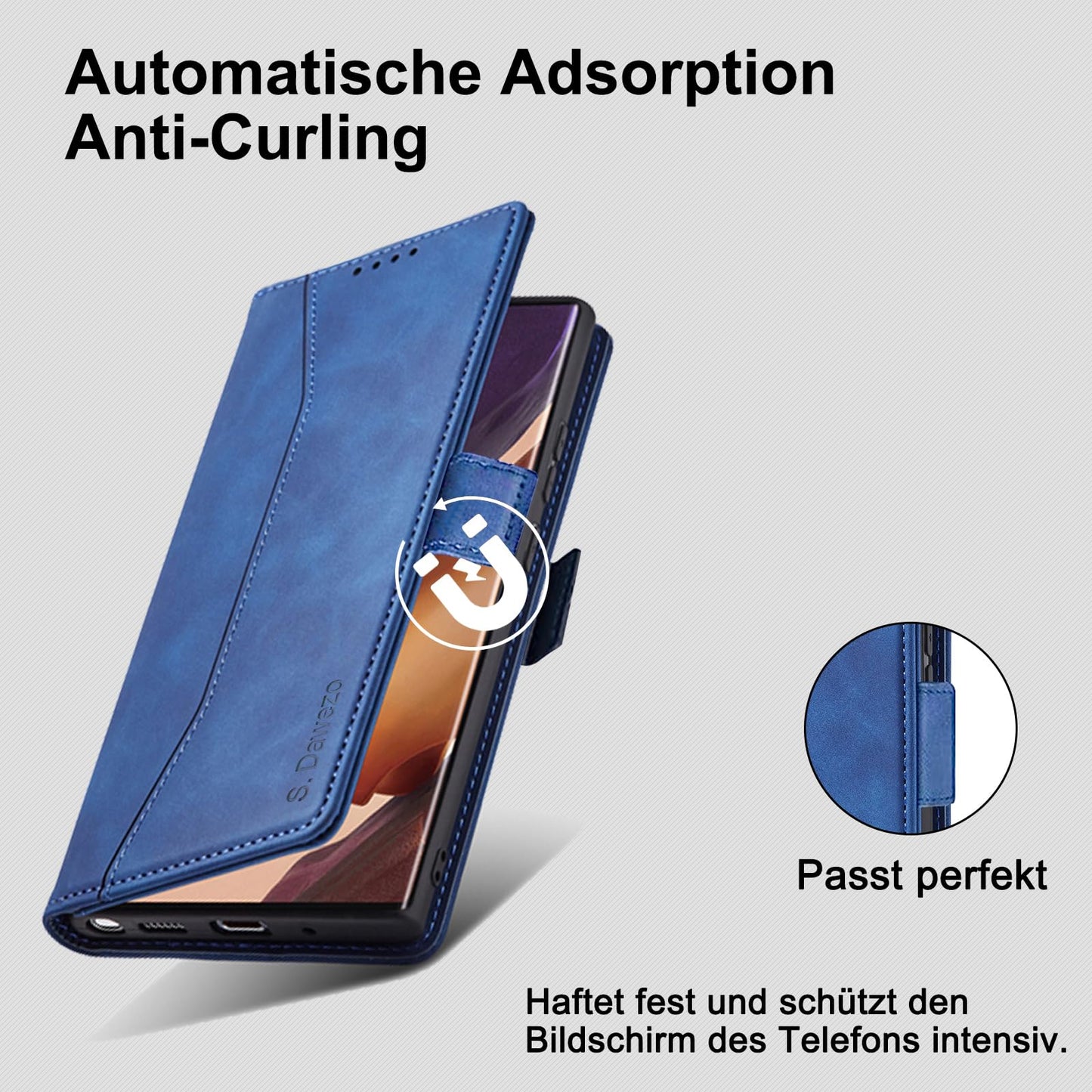 S. Dawezo Hülle für Samsung Galaxy S22 Plus, Premium Leder magnetische Handyhülle mit Ständer, Kartenfach und Brieftasche, Shock Absorbing, kompatibel mit Samsung S22 Plus-Kaffee