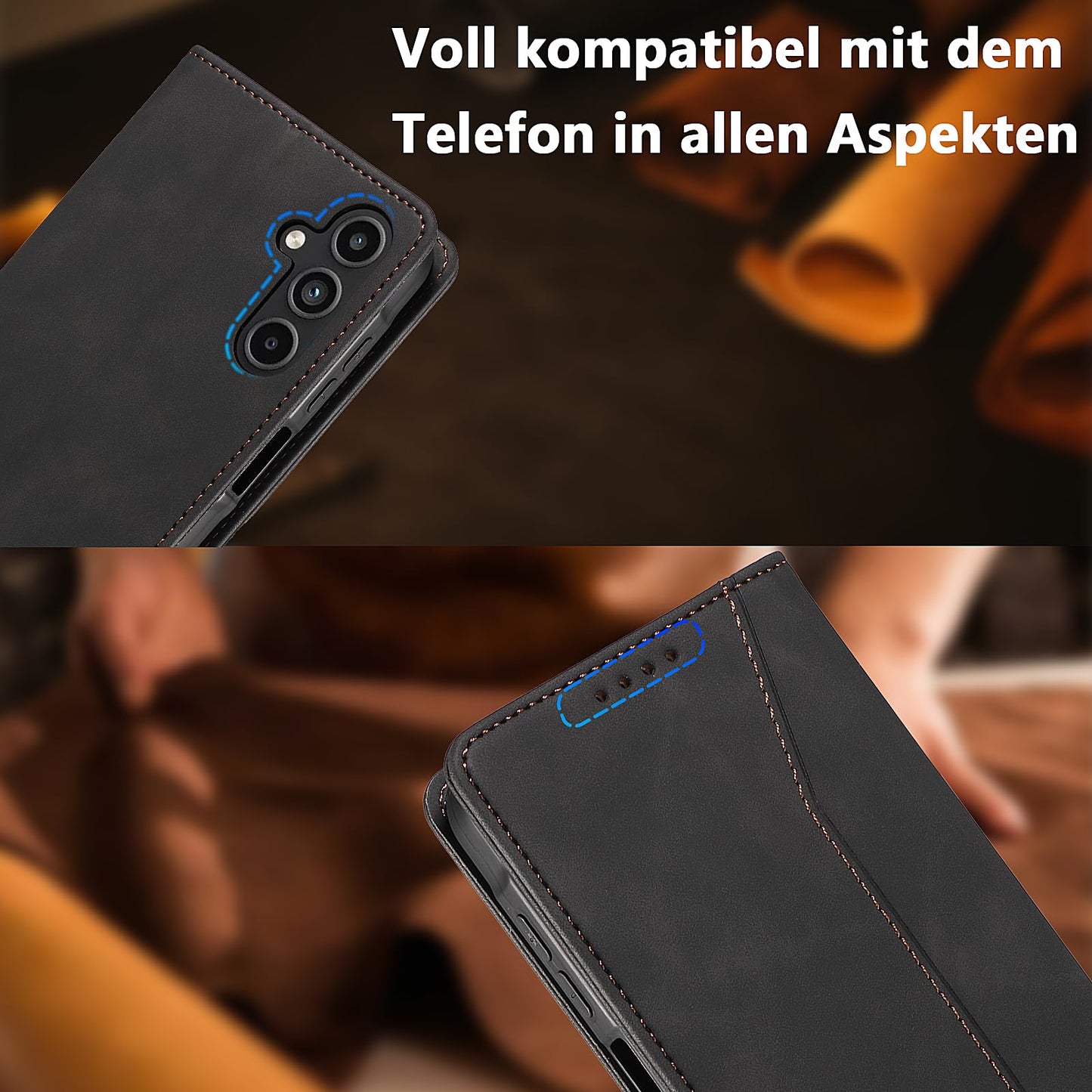 S. Dawezo Hülle für Samsung Galaxy S22 Plus, Premium Leder magnetische Handyhülle mit Ständer, Kartenfach und Brieftasche, Shock Absorbing, kompatibel mit Samsung S22 Plus-Kaffee
