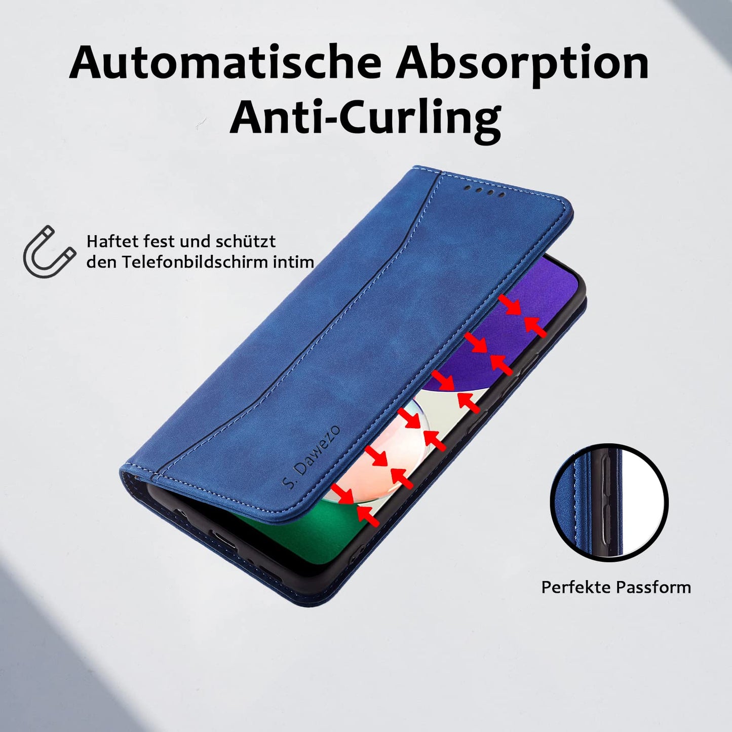S. Dawezo Hülle für Samsung Galaxy S22 Plus, Premium Leder magnetische Handyhülle mit Ständer, Kartenfach und Brieftasche, Shock Absorbing, kompatibel mit Samsung S22 Plus-Kaffee