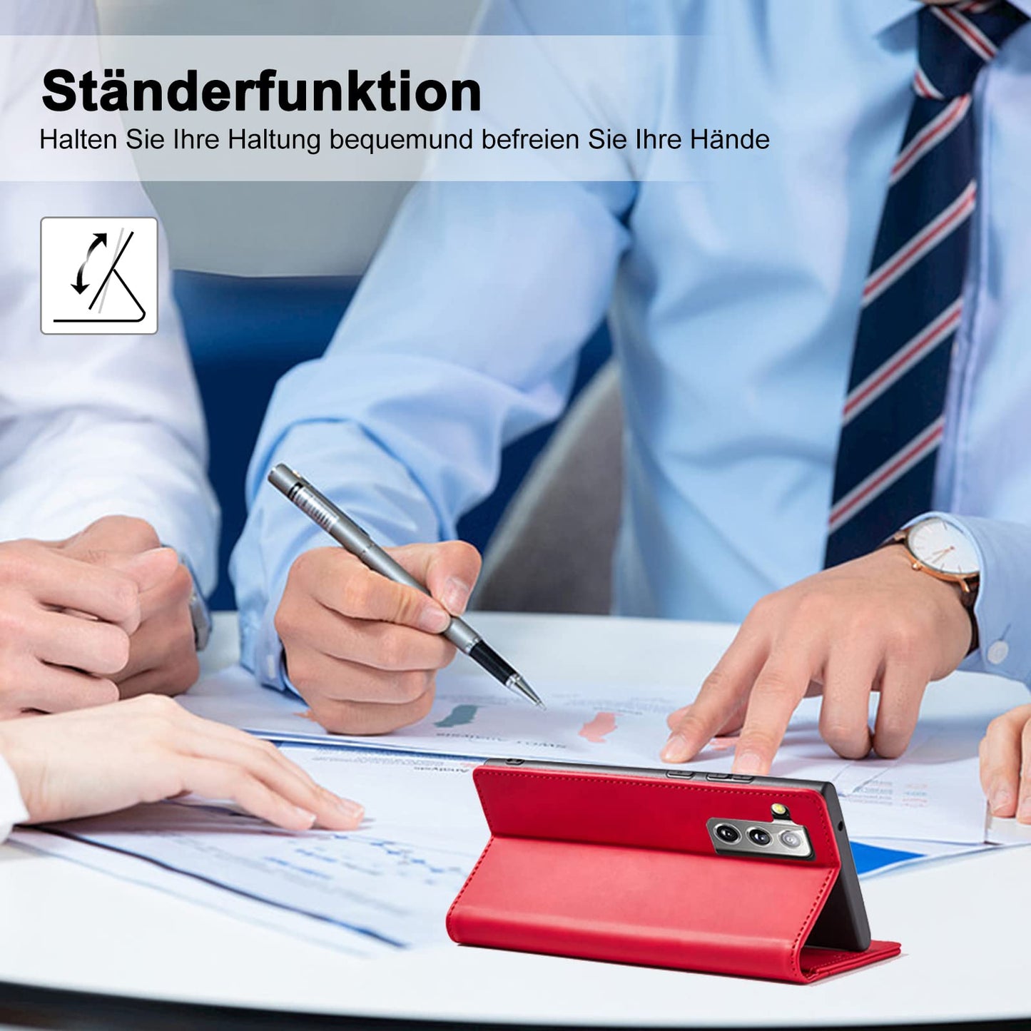 S. Dawezo Hülle für Samsung Galaxy S22 Plus, Premium Leder magnetische Handyhülle mit Ständer, Kartenfach und Brieftasche, Shock Absorbing, kompatibel mit Samsung S22 Plus-Kaffee