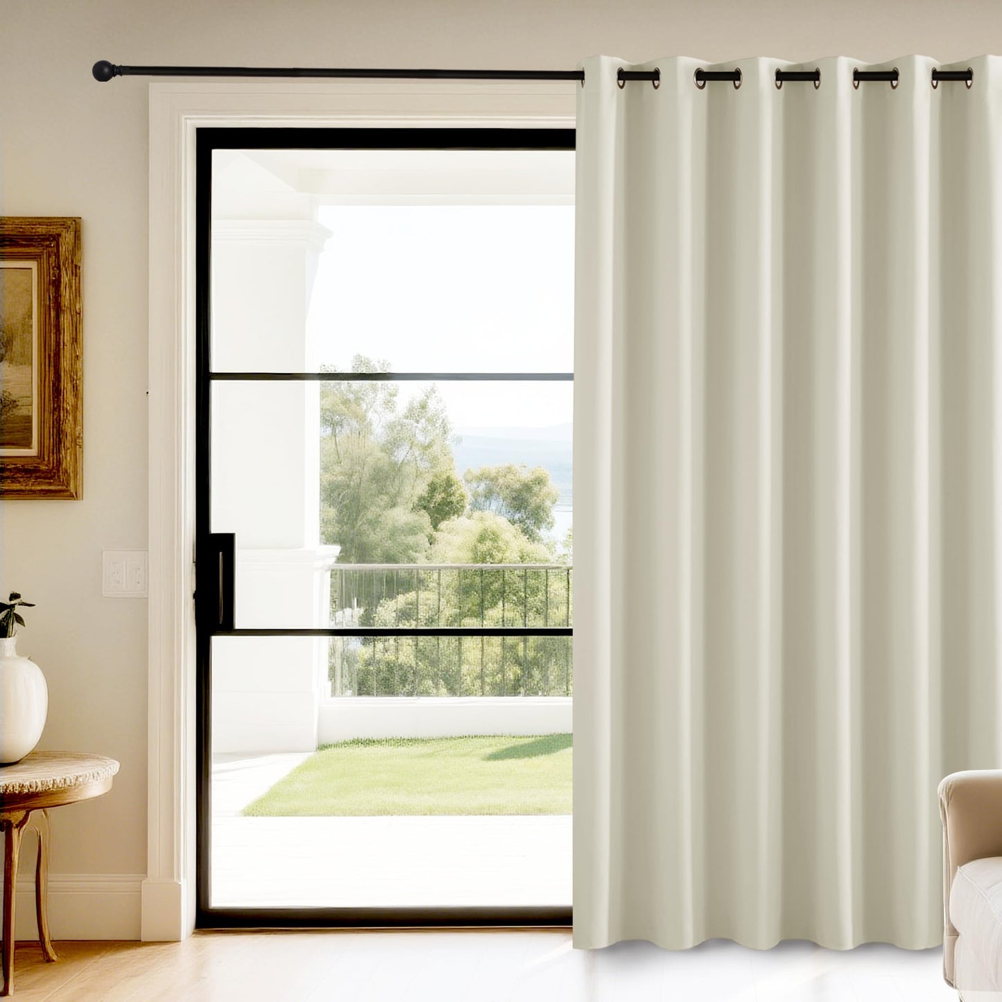 KGORGE Blackout Curtain Grey with Eyelets Door Curtain 200 cm Long - 1 Piece H 200 x W 140 cm Thermal Curtain Front Door Curtains Opaque Living Room Door Curtain Darkening Curtains Blackout