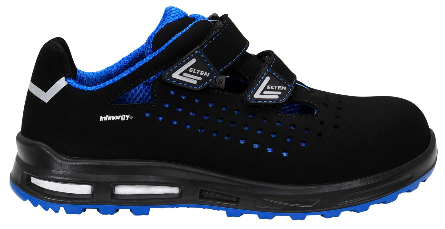 ELTEN Sicherheitsschuhe IMPULSE XXT blue Easy ESD S1, Damen und Herren, Textil, Kunststoffkappe (leichter als Stahlkappe), leicht, sportlich, Schwarz/Blau, Größe: 42