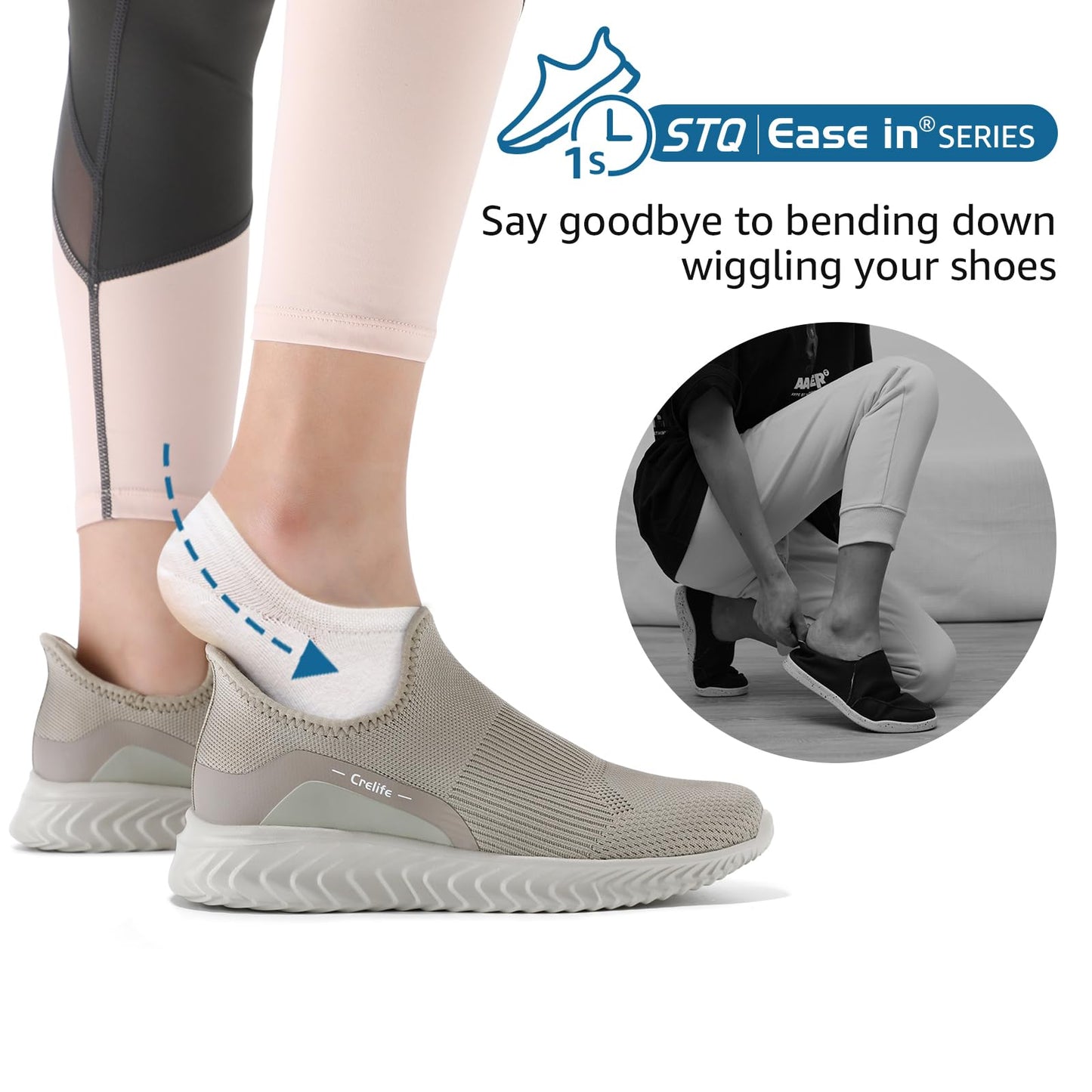 STQ Slip on Freihändig Damen Slip on Sneakers Bequem Orthopädische Schuhe