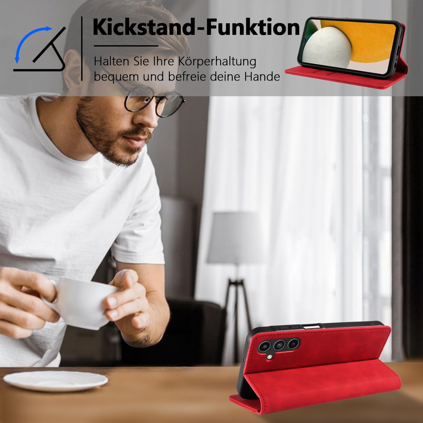 S. Dawezo Hülle für Samsung Galaxy S22 Plus, Premium Leder magnetische Handyhülle mit Ständer, Kartenfach und Brieftasche, Shock Absorbing, kompatibel mit Samsung S22 Plus-Kaffee