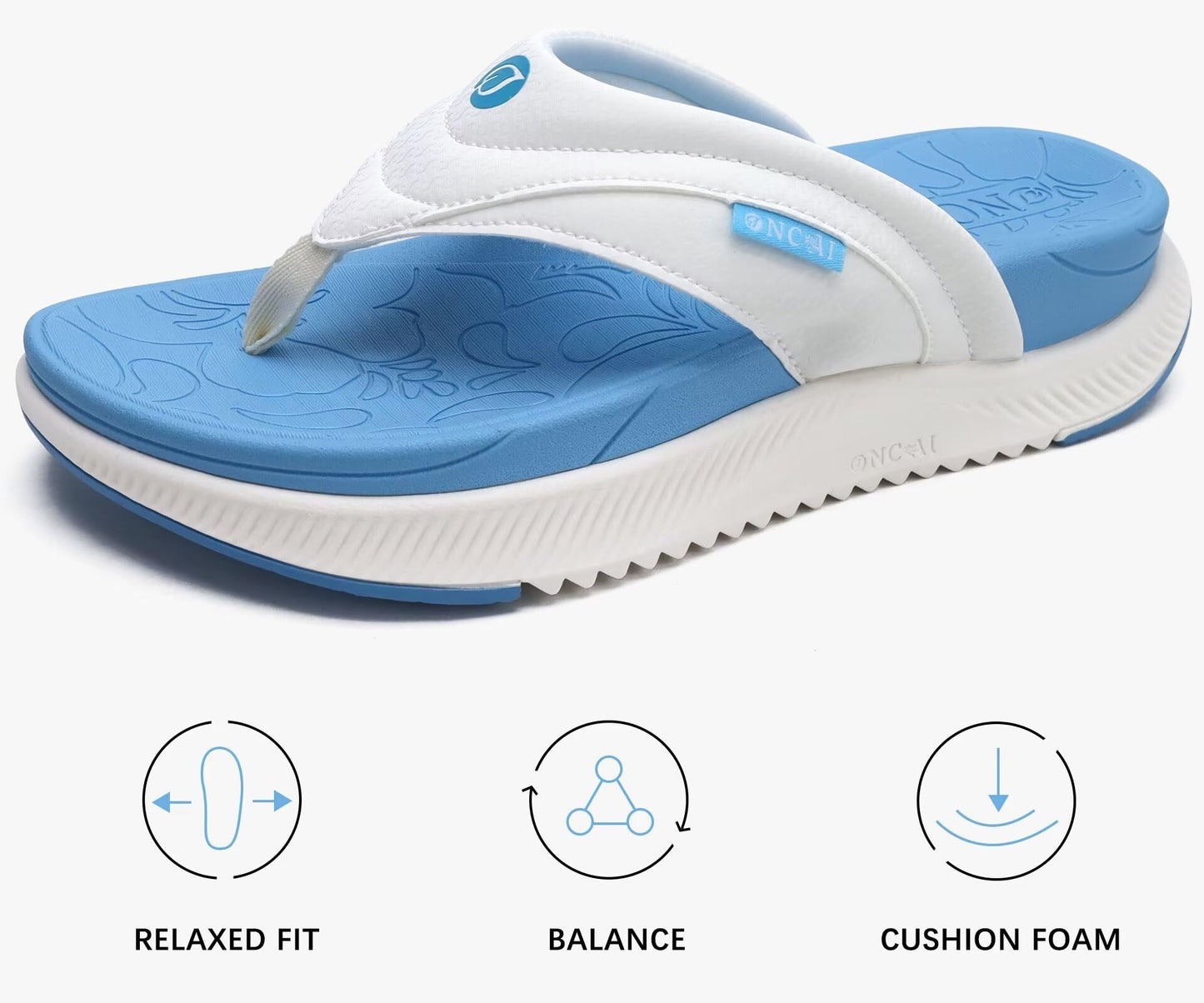 ONCAI Damen orthopädische Kissen Flip Flops Erholung Walking Sandalen für Damen mit Arch Support Sommer bequem Slip On Flip Flops für Damen Größe 36-43