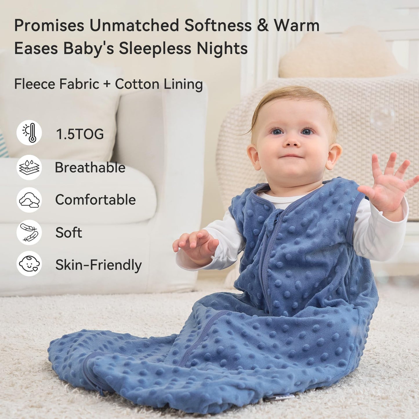 Unnivoll Schlafsack Baby 1.5 Tog Babyschlafsack 0-6 Monate 2er Pack Schlafsack Winter Herbst 67 cm für Jungen Mädchen Neugeborene Kaffee