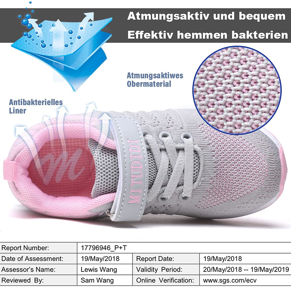Mitudidi Unisex-Kinder Turnschuhe Mädchen Sportschuhe Leicht Atmungsaktiv Laufschuhe Outdoor Fitnessschuhe Sneaker Hallenschuhe