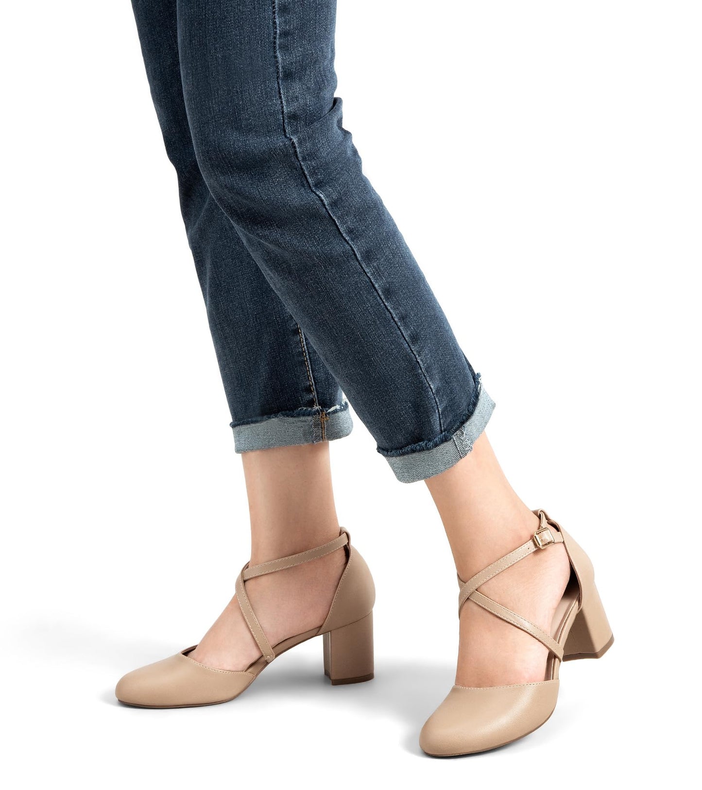 Greatonu Damen Pumps Riemchenpumps Spangenpumps Sandale mit Kreuz Knöchelriemen Blockabsatz Geschlossener Spitze Glitzer Pumps - Perfekt für Hochzeiten und Partys