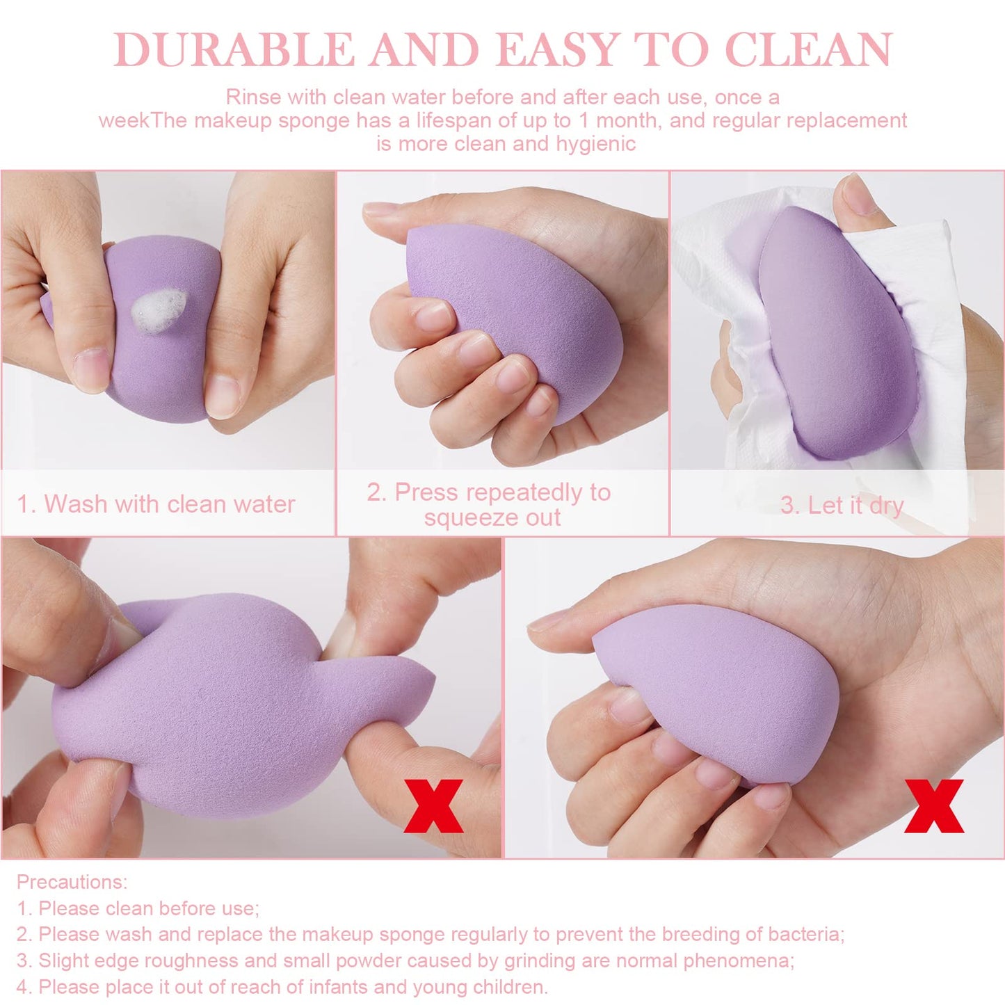 AUAUY 4 PCS Make up Schwamm Set, Foundation Blending Beauty Sponge, Beauty Makeup Schwämme Blender für Flüssigkeit Foundation Puder Sonnenschutz und Creme mit 1 Schwammhalter, 1 Puderquaste