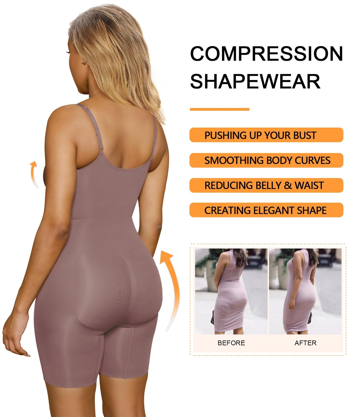 SHAPERX Shapewear Damen Figurformender Body Shaper Bauchweg Formende Bodys Abnehmen Shaping Bodysuit