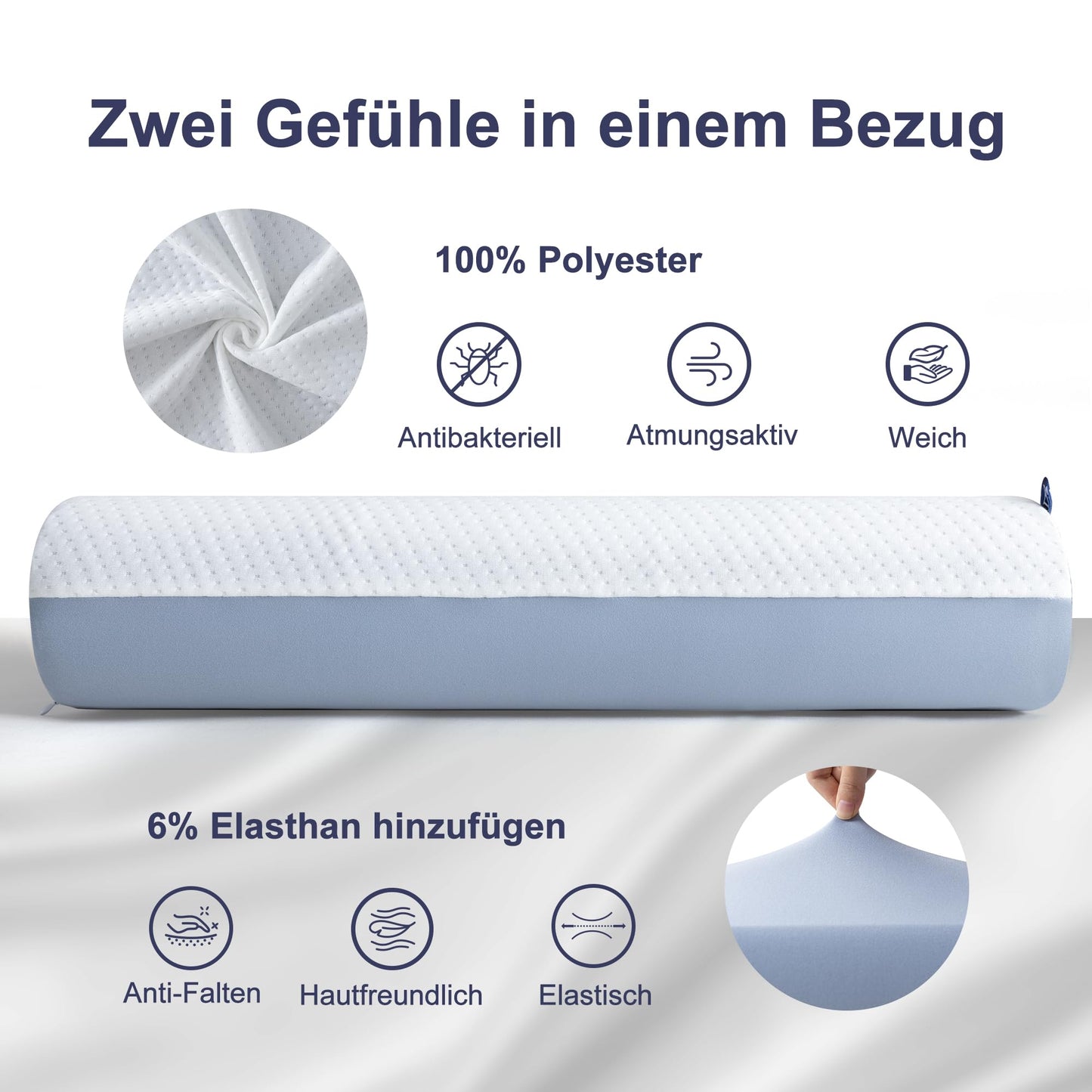 BedStory Kopfkissen, Gel Memory Foam Kissen, Orthopädisches Kissen, Visco Kissen, Nackenstützkissen mit 2 Härte, Ergonomisches Kopfkissen mit Waschbarem Bezug, 40x60x11cm, blau