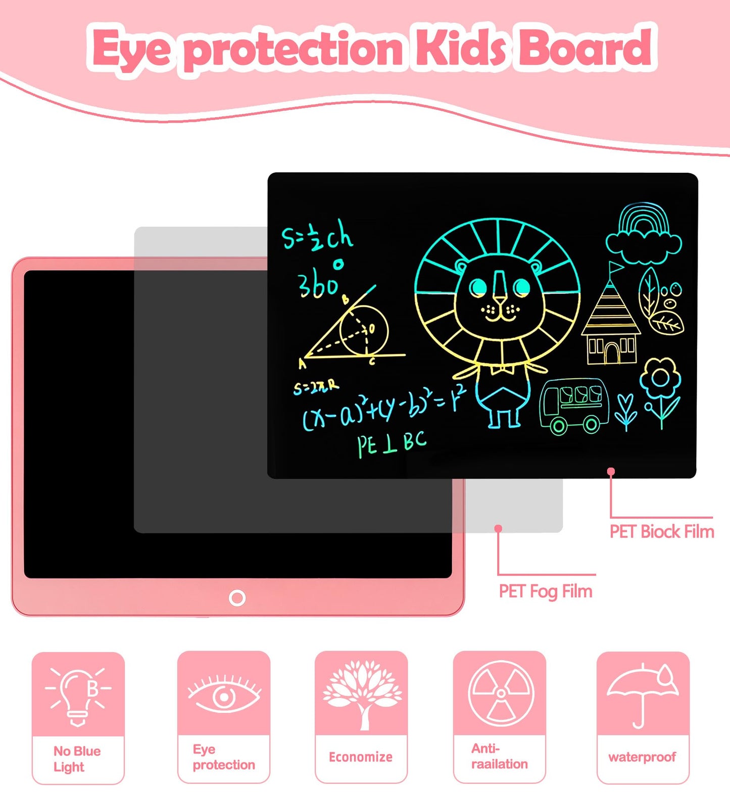 Colourful LCD Writing Board Children 16 Inch Painting Board Magic Board Digital Drawing Writing Tablet Electronic Graphic Tablet 3-12 Year Old Girls Boys Children's Toy Gifts