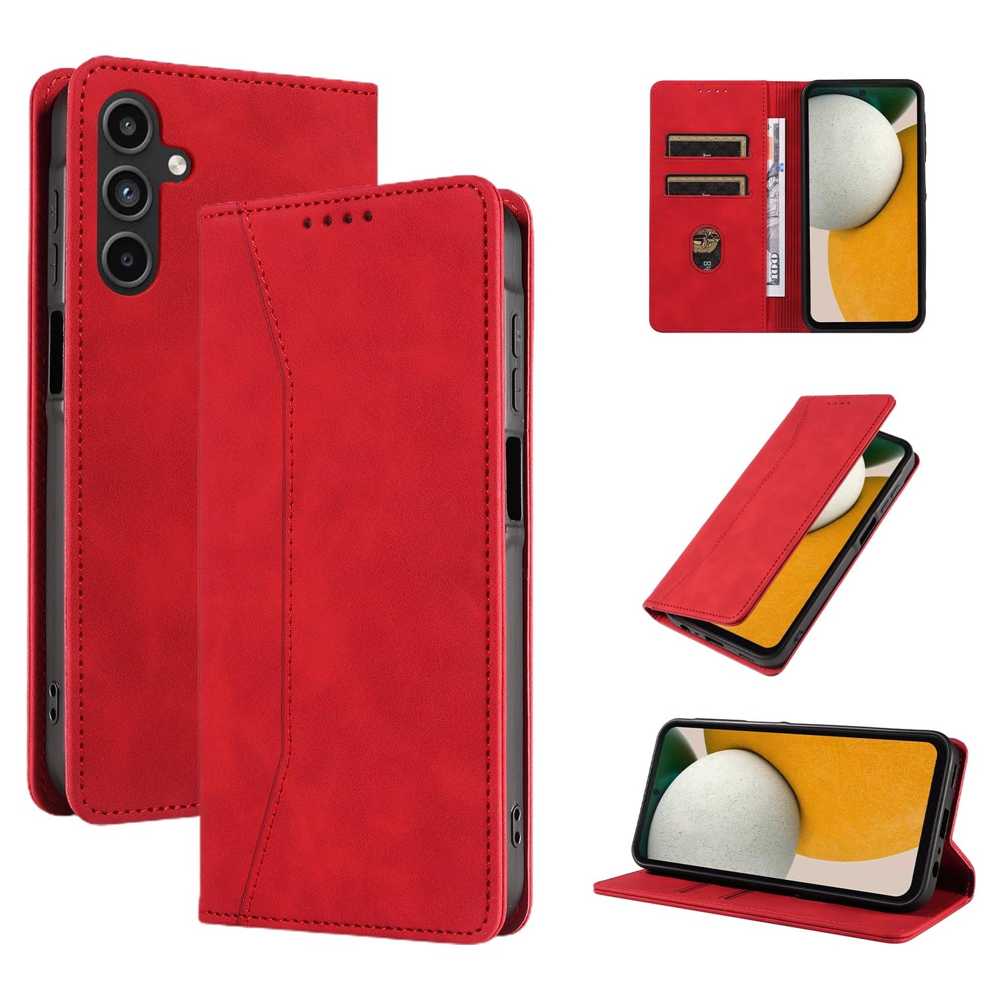 S. Dawezo Hülle für Samsung Galaxy S22 Plus, Premium Leder magnetische Handyhülle mit Ständer, Kartenfach und Brieftasche, Shock Absorbing, kompatibel mit Samsung S22 Plus-Kaffee