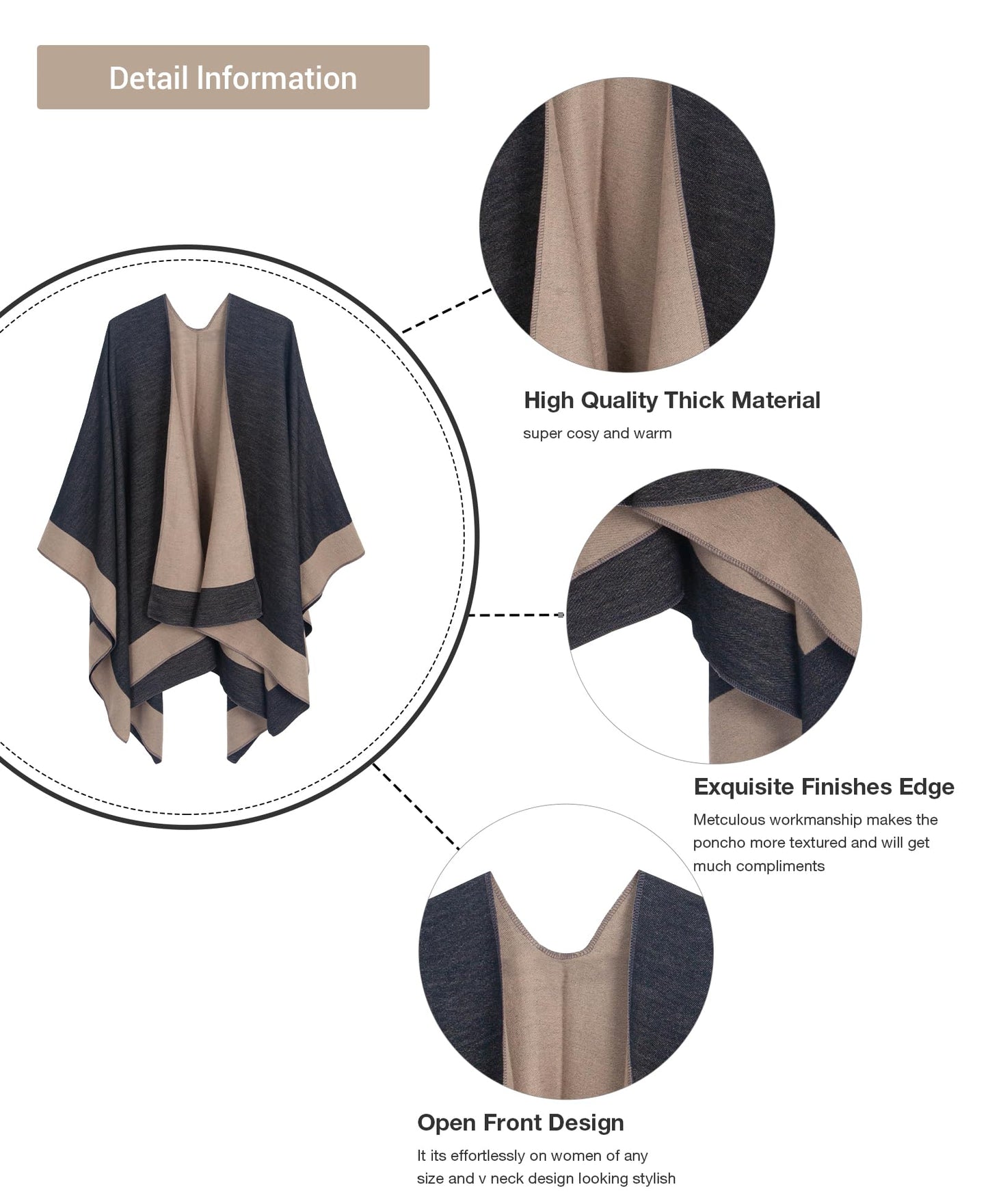 DiaryLook Damen Poncho Schal Winter Cardigan Übergroße Cape Elegant Poncho Für Frauen Umhang Damen Warm Geschenk Für Mutter