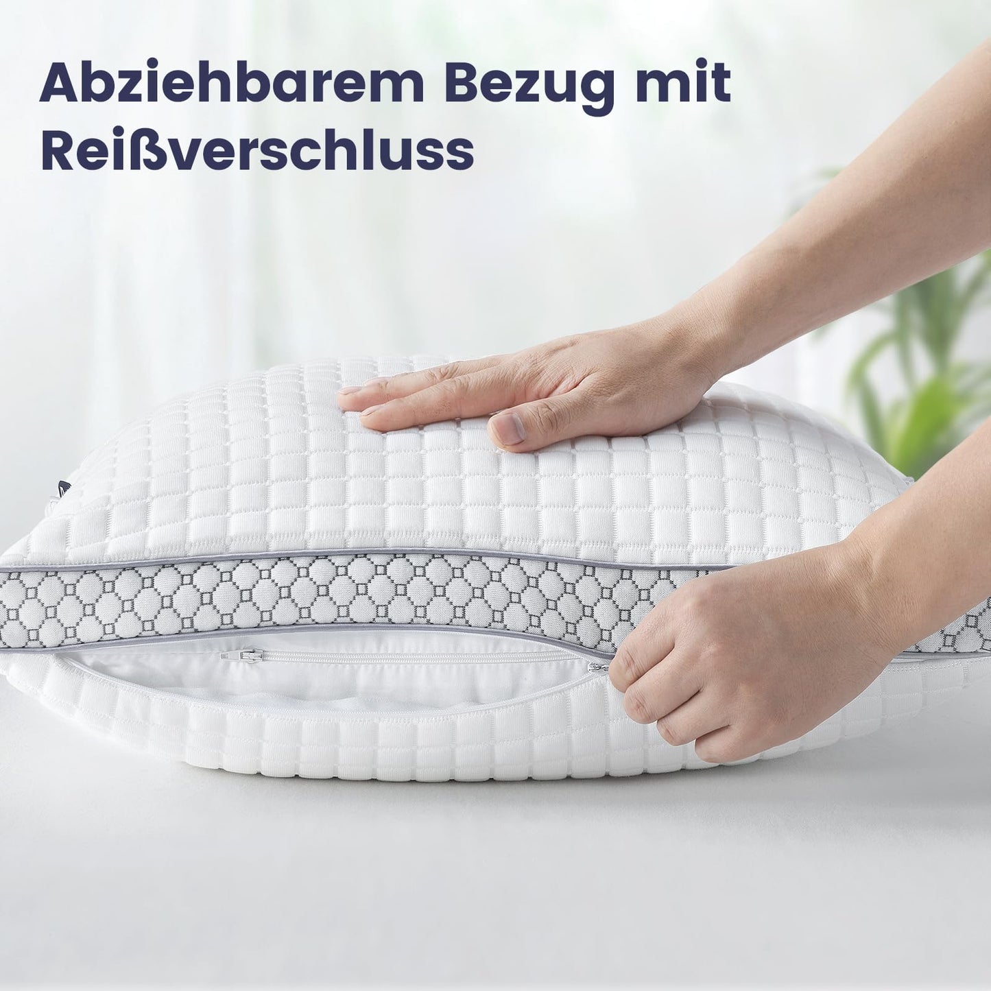 BedStory kopfkissen 40x80,Verstellbare Faserfüllung Kissen mit reißverschluss, Hotel Kissen 2er Set aus 950g x 2 mikrofaser, Waschbares nackenkissen für Allergiker, Seitenschläfer und Rückenschläfer