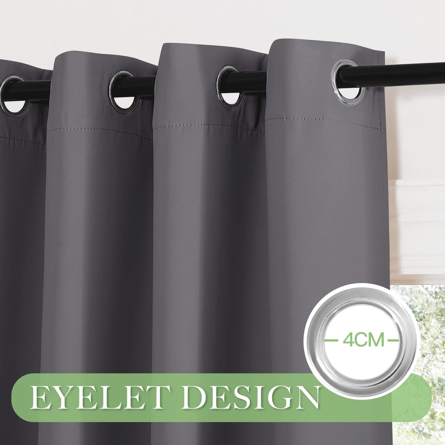 KGORGE Blackout Curtain Grey with Eyelets Door Curtain 200 cm Long - 1 Piece H 200 x W 140 cm Thermal Curtain Front Door Curtains Opaque Living Room Door Curtain Darkening Curtains Blackout