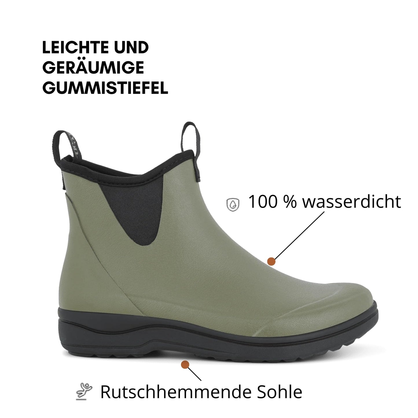 Green Comfort Gummistiefel Damen Halbhoch | Wasserdicht Gummistiefel Damen Kurz für Outdoor und Garten