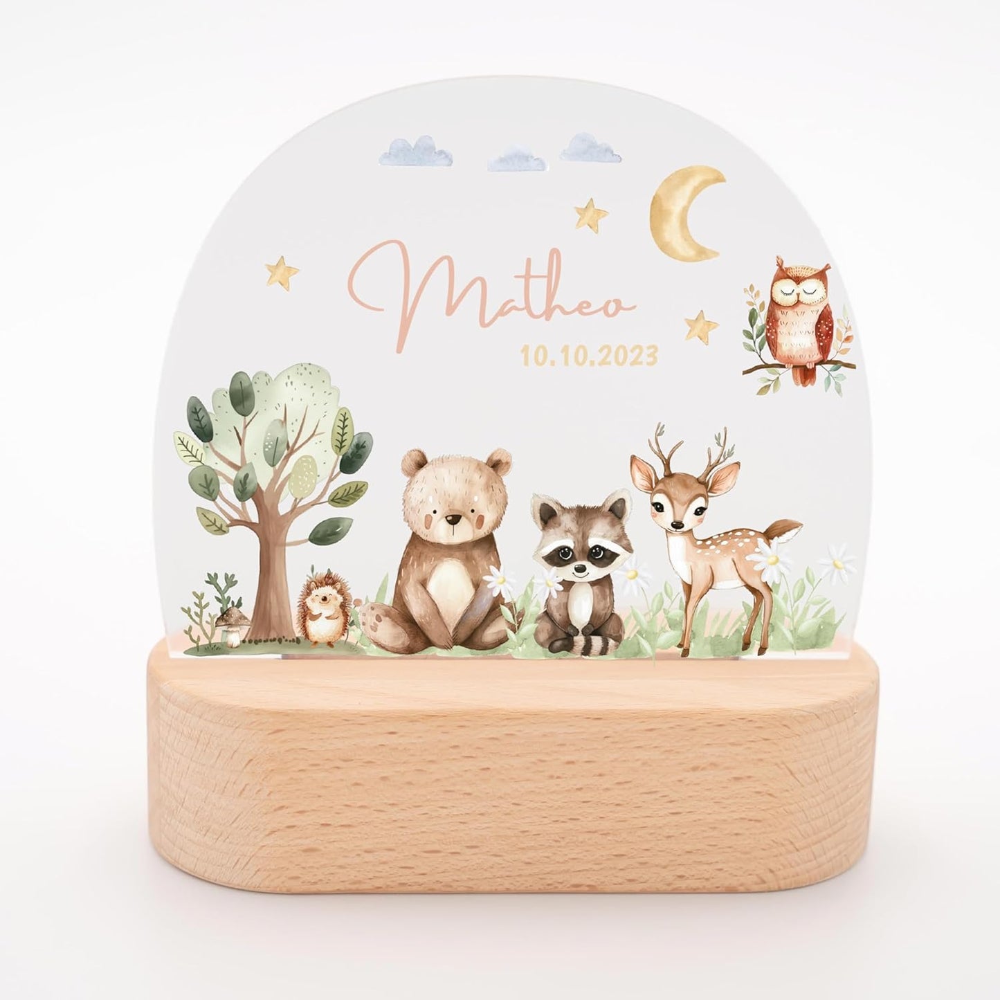 MINIHELDEN - Personalisiertes Nachtlicht Baby, Dimmbares Nachttischlampe für Kinderzimmer | LED Nacht-Lampe mit sanftem Licht, Ideal als Stillicht, Geschenke zur Geburt, Taufgeschenke Mädchen & Jungen