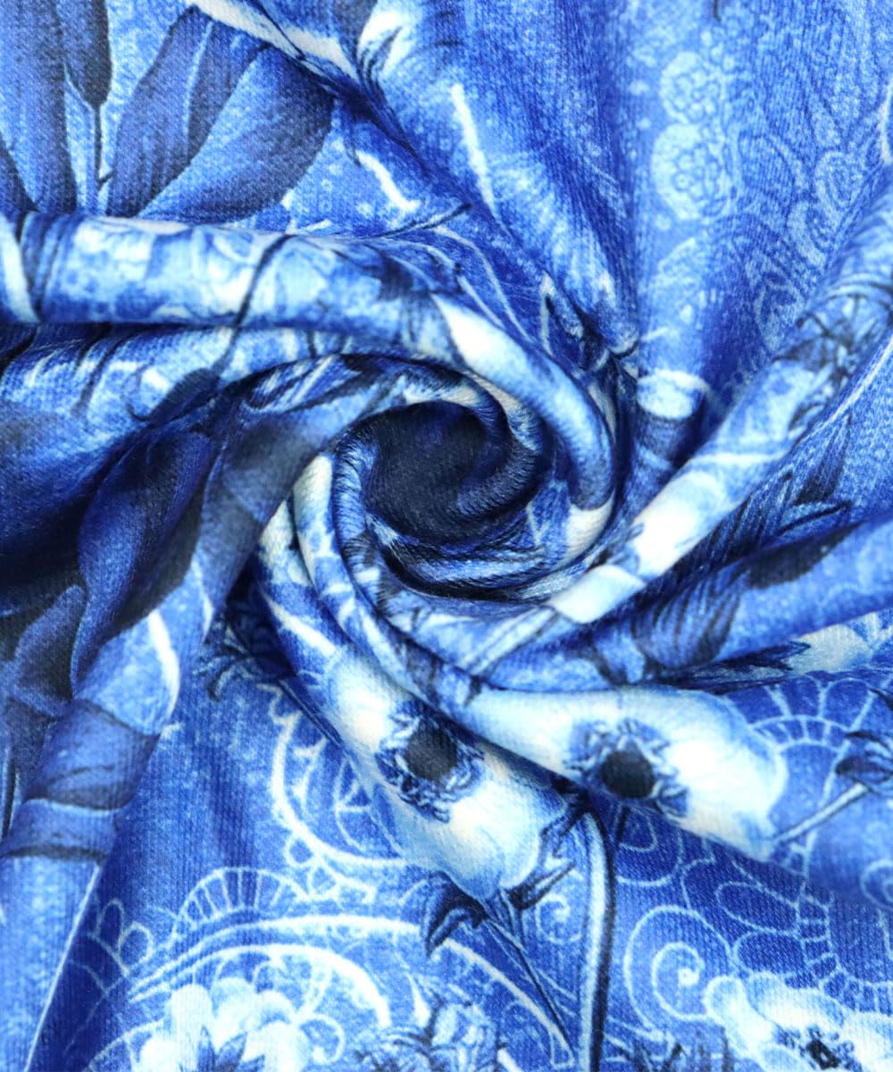 Yeenily Damen Bohemian Langarm Kleid V-Ausschnitt Blumenmuster Tunikakleider A Linien Lose Lässiges MiniKleid Freizeitkleid