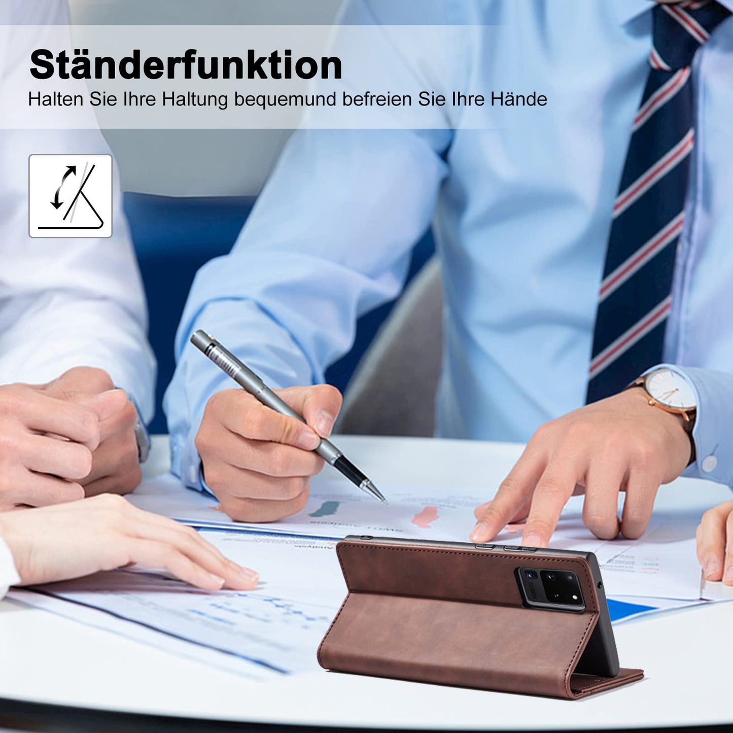 S. Dawezo Hülle für Samsung Galaxy S22 Plus, Premium Leder magnetische Handyhülle mit Ständer, Kartenfach und Brieftasche, Shock Absorbing, kompatibel mit Samsung S22 Plus-Kaffee