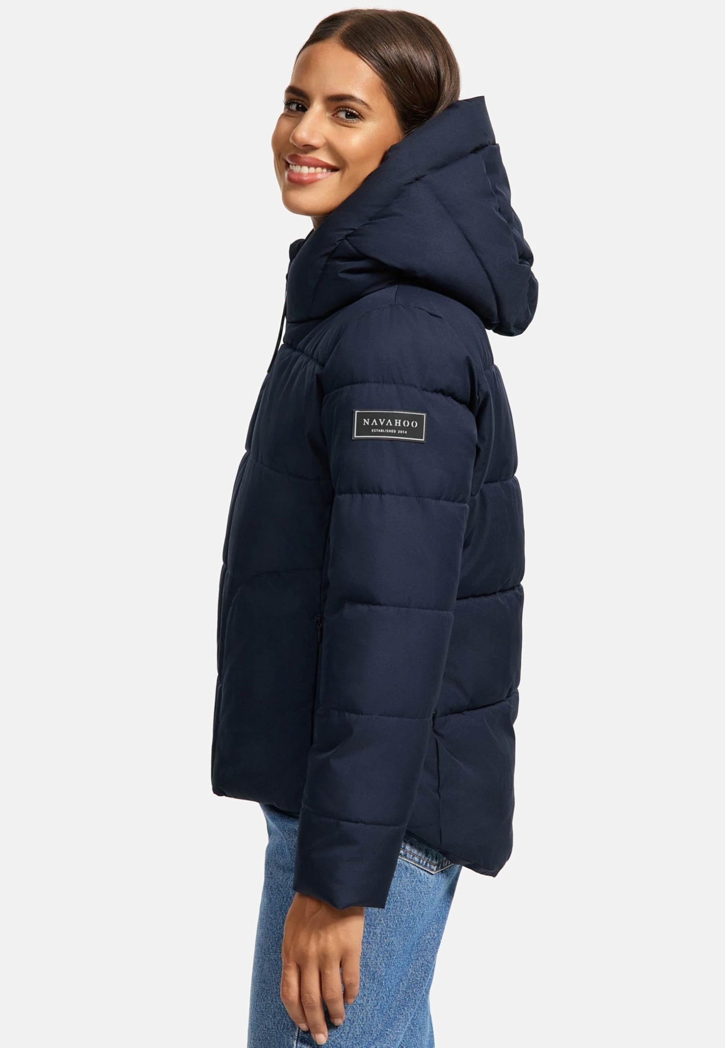 Navahoo Damen Winterjacke (XS-XXL) - Wasserabweisend, hochstehender und gefütterter Kragen, große Kapuze, Steppjacke, Warme Jacke Frauen - N004