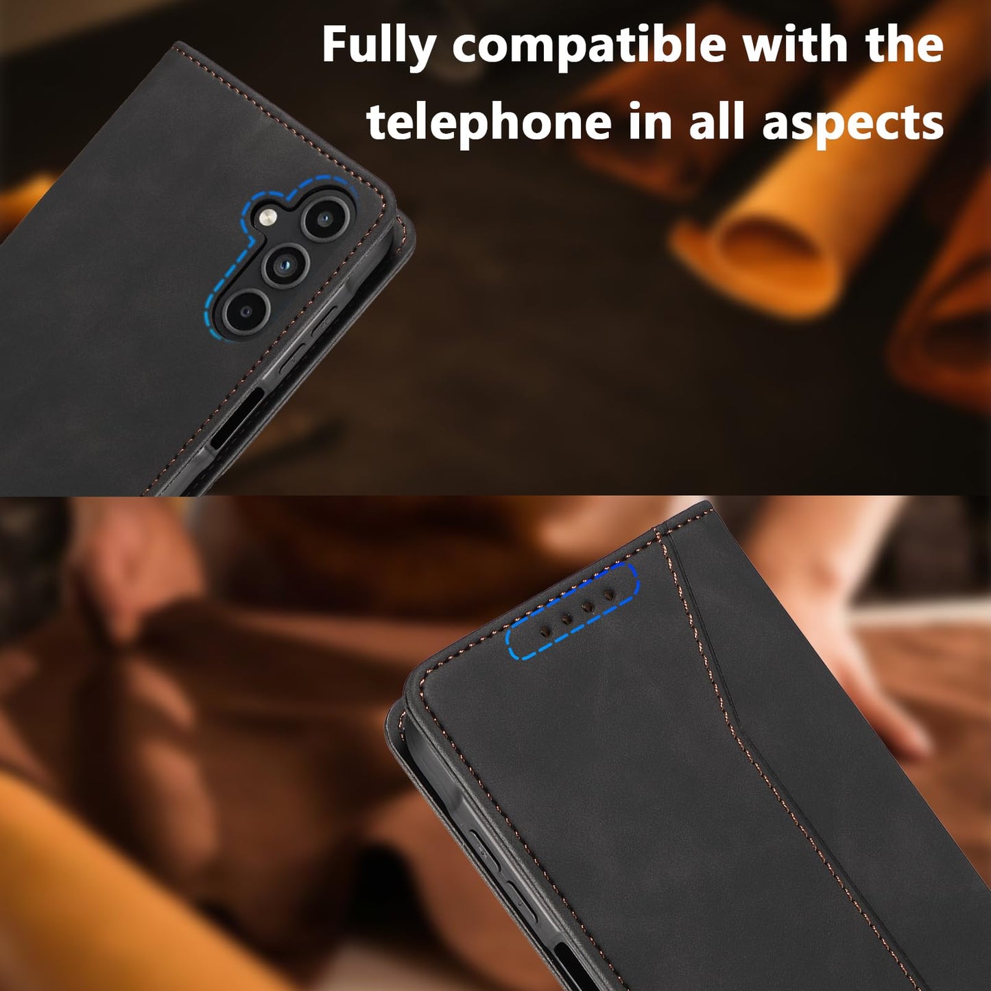 S. Dawezo Hülle für Samsung Galaxy S22 Plus, Premium Leder magnetische Handyhülle mit Ständer, Kartenfach und Brieftasche, Shock Absorbing, kompatibel mit Samsung S22 Plus-Kaffee