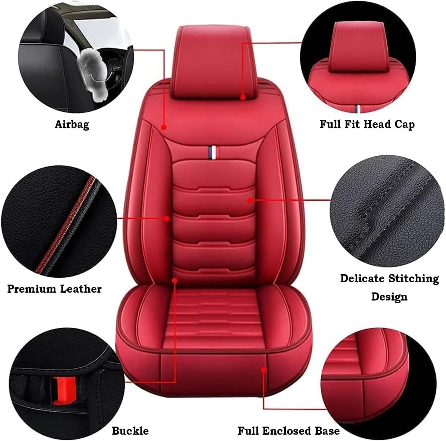 Auto Leder Sitzbezüge Sets für BMW X1 X3 X4 X5 X6 1/3/4/5/6/7 F25 F10 E83 E84 E70 E87 E90 E92 320I F11 F20 F15 F16 F30, Autositzbezüge Sets rutschfest Wasserdicht Atmungsaktiv Bequem Seat Schonbezüge