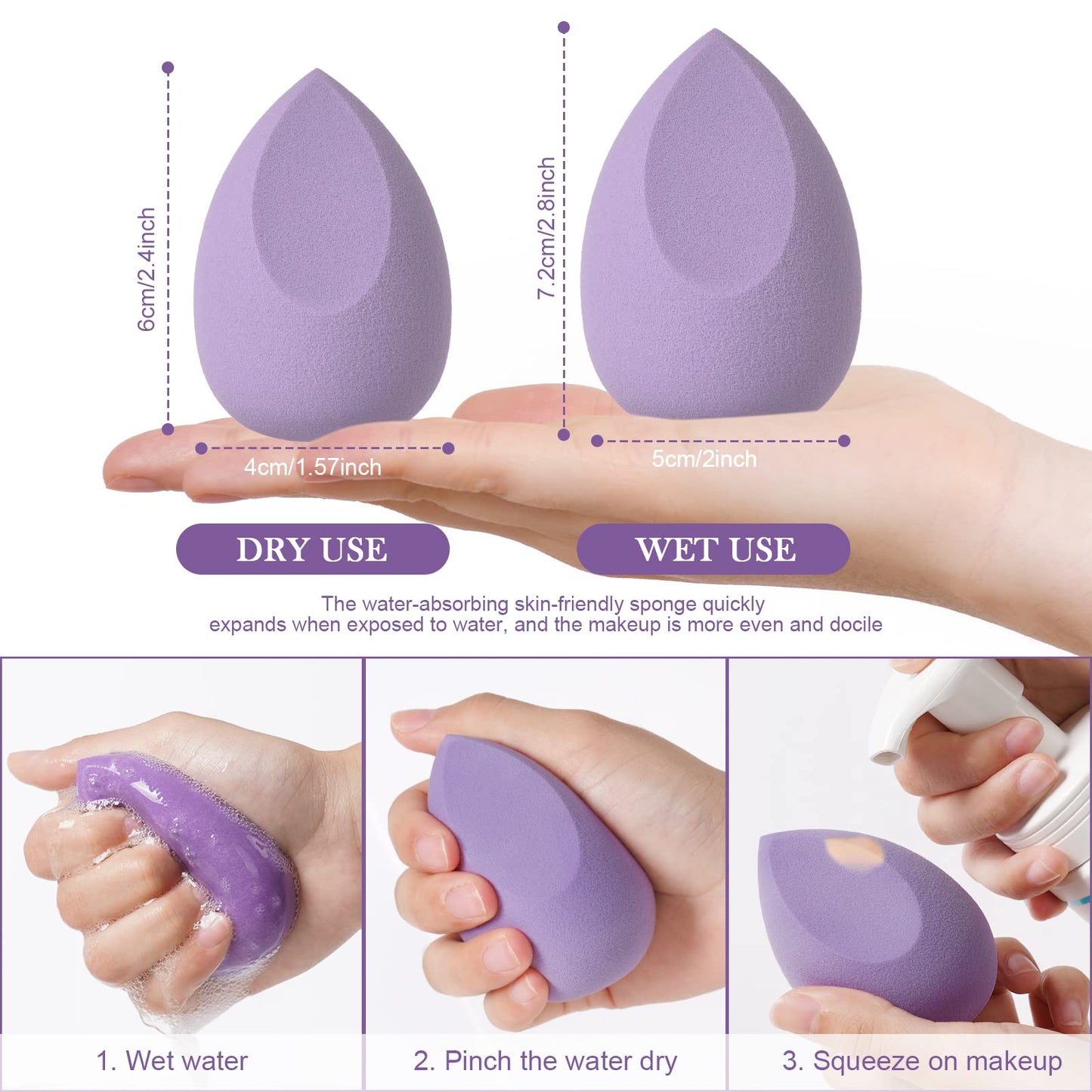 AUAUY 4 PCS Make up Schwamm Set, Foundation Blending Beauty Sponge, Beauty Makeup Schwämme Blender für Flüssigkeit Foundation Puder Sonnenschutz und Creme mit 1 Schwammhalter, 1 Puderquaste